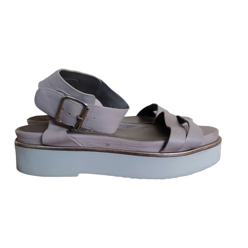 AGL Platform Ankle Quarter Strap Sandal Metallic Silver Size 36/6.5